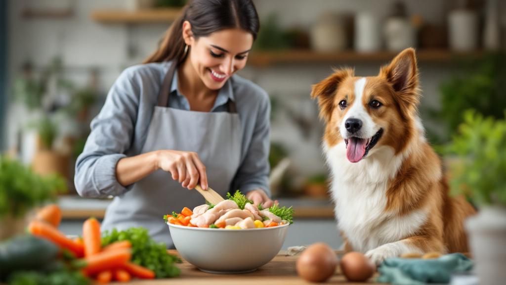 A person smiling in a kitchen, gently stirring fresh ingredients like carrots an