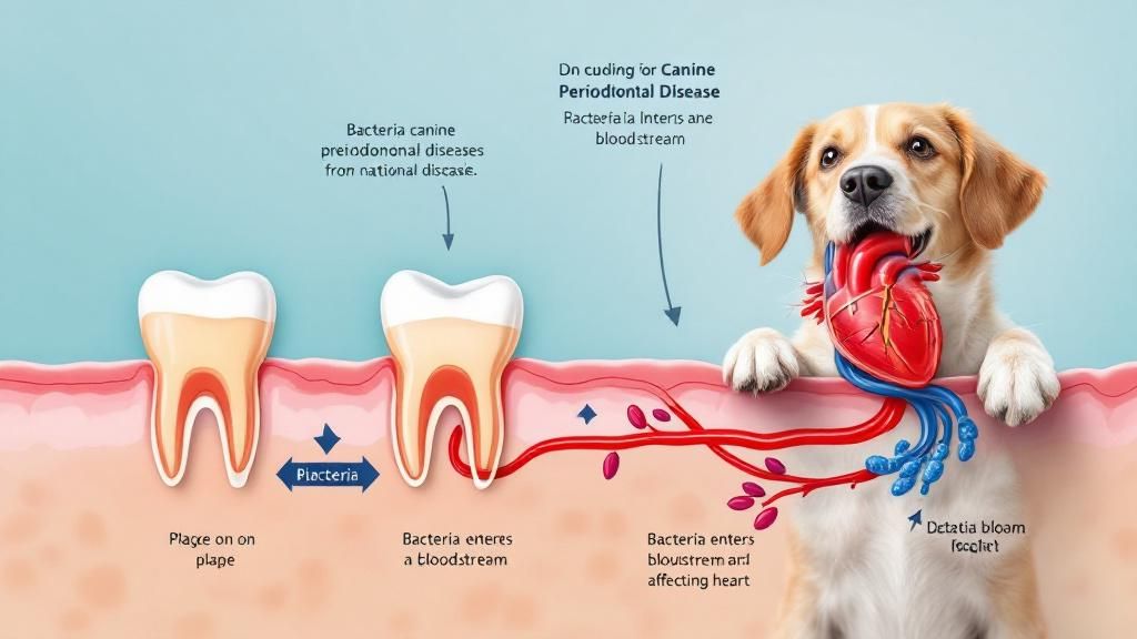An illustrative diagram showing the progression of canine periodontal disease, f