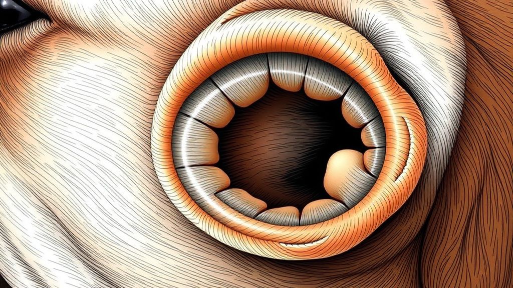 A close-up, detailed illustration or diagram showing the intricate internal fold