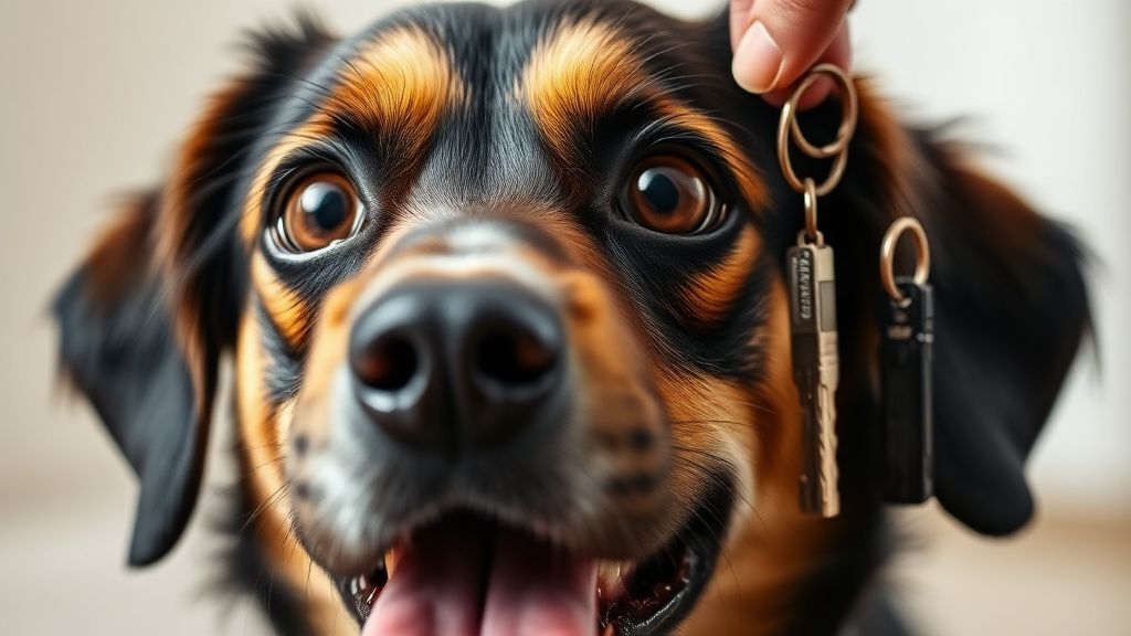 A close-up photo of a dog's face showing wide, anxious eyes and slightly panting