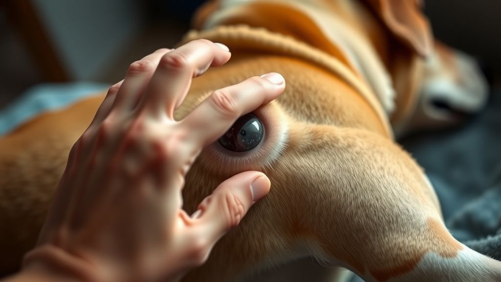 A close-up photo of a person's hand carefully examining a distinct, irregular-sh