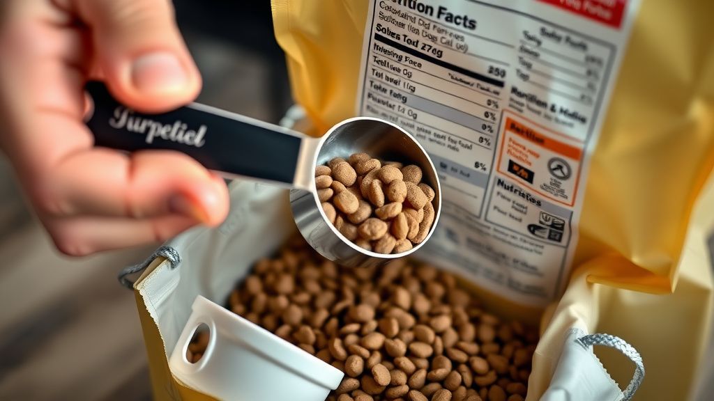 A close-up photo of a person's hand holding a measuring cup, carefully scooping