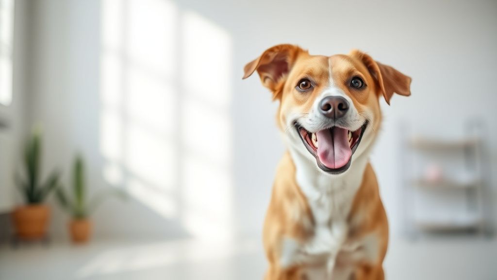A close-up photo of hands gently feeling a dog's ribs and waist, demonstrating t
