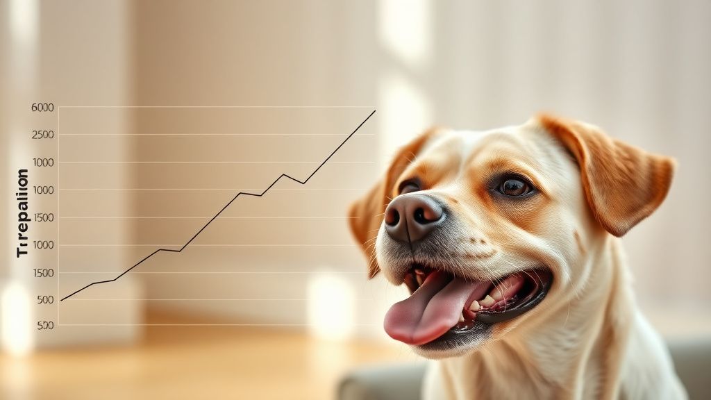 A graph showing a stable, flat line for 'Trupanion premium' versus a steadily ri