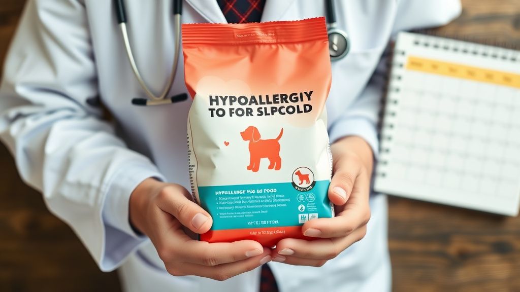 A neatly organized photo showing a veterinarian's hands holding a new bag of hyp