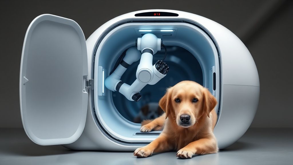 A sleek, futuristic white capsule-like appliance with a clear door, revealing a 