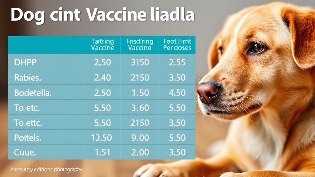 A well-organized table or colorful chart listing each vaccine (DHPP, Rabies, Bor