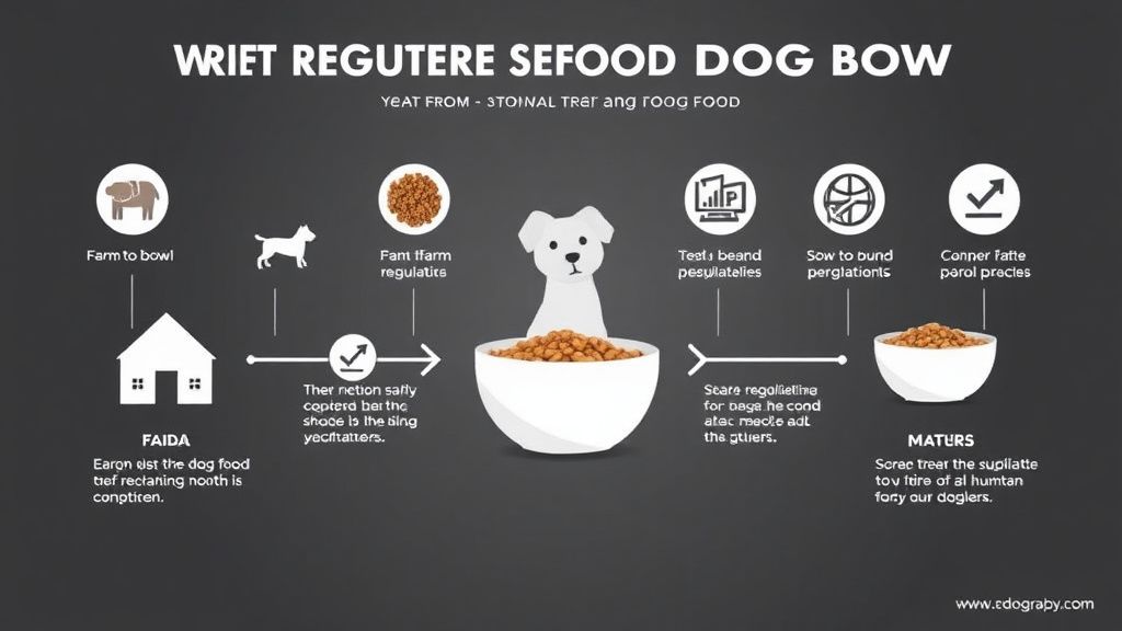 An infographic-style image showing the strict regulatory path from farm to bowl 