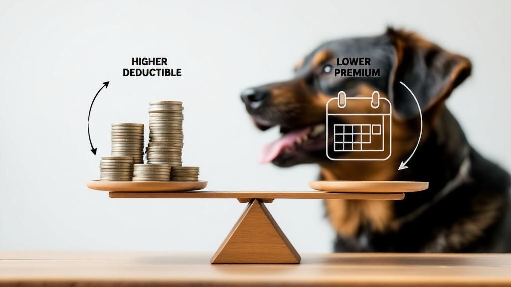 A clear, simple infographic showing a balanced scale. On one side is a stack of 